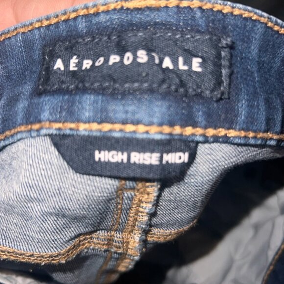 Aeropostale Premium Seriously Stretchy High-Rise Denim Midi Shorts Sz 00‎ - Picture 6 of 7